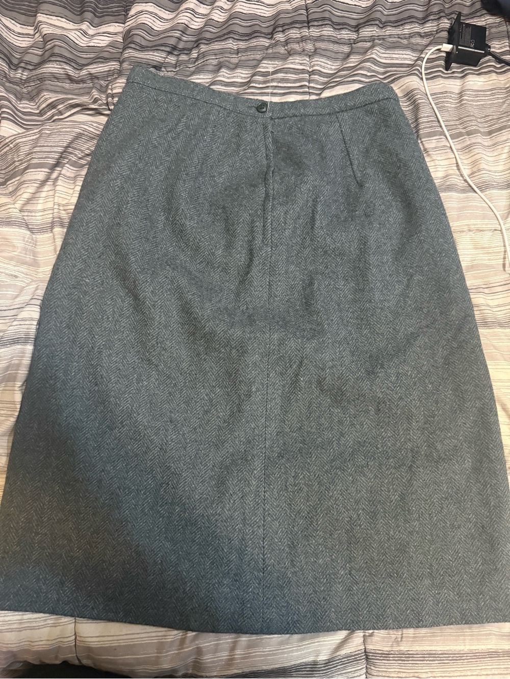 Pendleton Slate Gray Herringbone A-Line Skirt